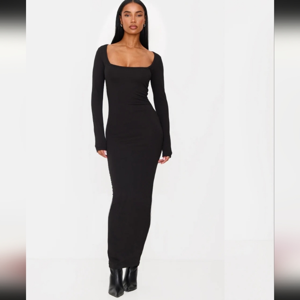 NWT 95% Cotton Black Maxi Dress - Size 4 US